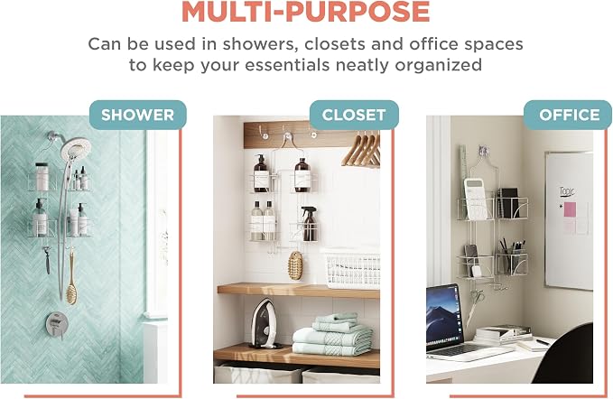 Zenna Home Shower Caddy Hanging Bathroom Organizer, Steel Shower Shelves - Image 4