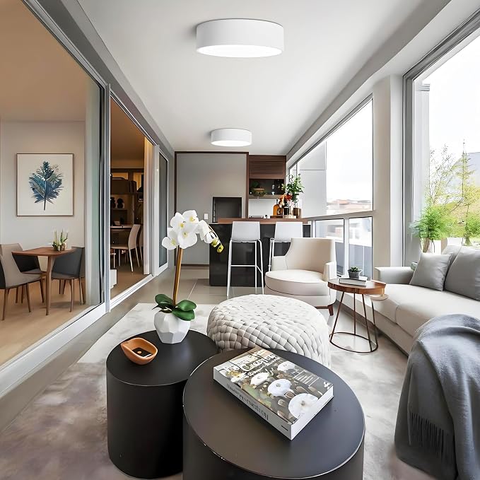 Dimmable LED White Flush Mount Ceiling Light Fixture, Modern Round Hallway - Image 8