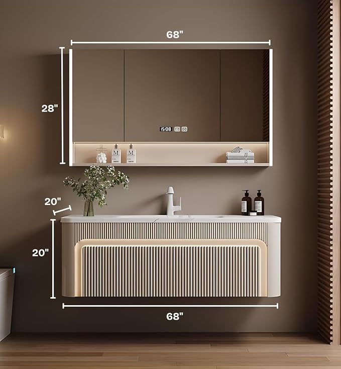 68” Bathroom Vanity Set, Floating Bathroom Vanities - Image 2