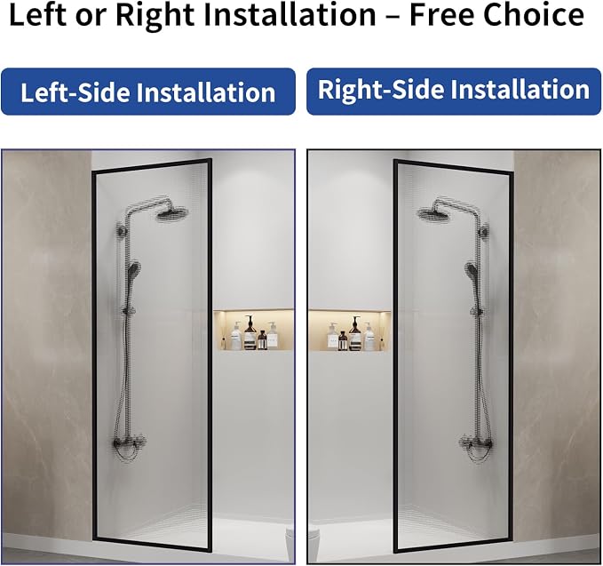 Dimaris Shower Door 34" X 78" Tempered Fluted Glass Framed Shower Screen Shower - Image 8