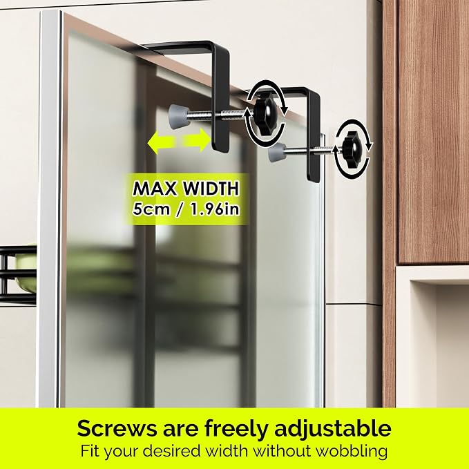 Orimade Over The Door Shower Caddy Adjustable 3 Tier Black, Bathroom Hanging - Image 4