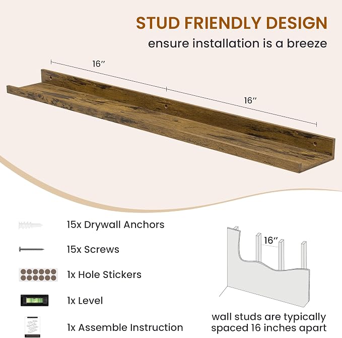Axeman Picture Ledge Shelf, Floating Shelves - Image 5