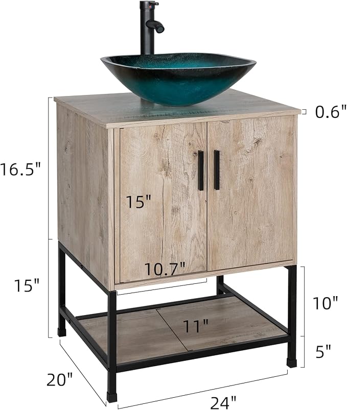 UEV 24" Bathroom Vanity, Oak Color Bathroom Vanity Set - Image 2