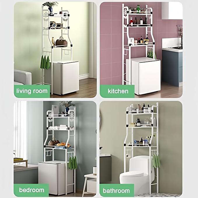 3-Tier Over The Toilet Storage, Metal Bathroom Organizer Shelves Cabinet - Image 3