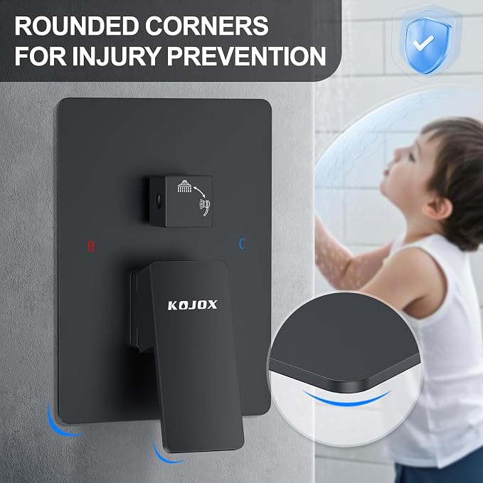 KOJOX 12 Inch Black Shower System - Image 4