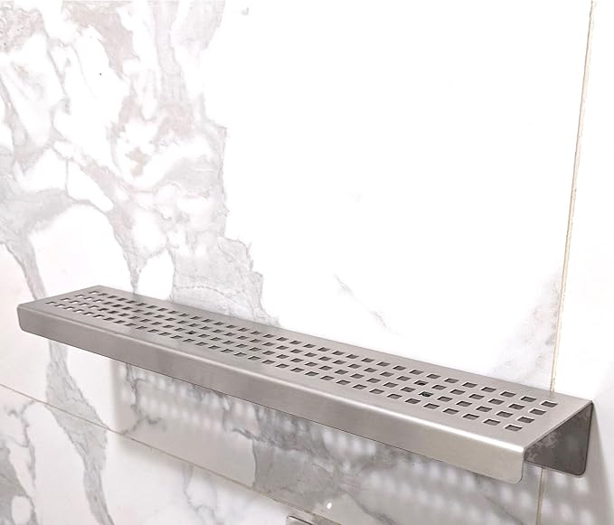 SereneDrains Stainless Steel Brushed Nickel Shower Shelf - Image 3