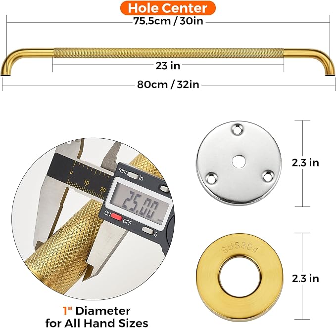 Grab Bars for Shower, 2 Pack 32-Inch Anti Slip Shower Handles for Elderly - Image 4