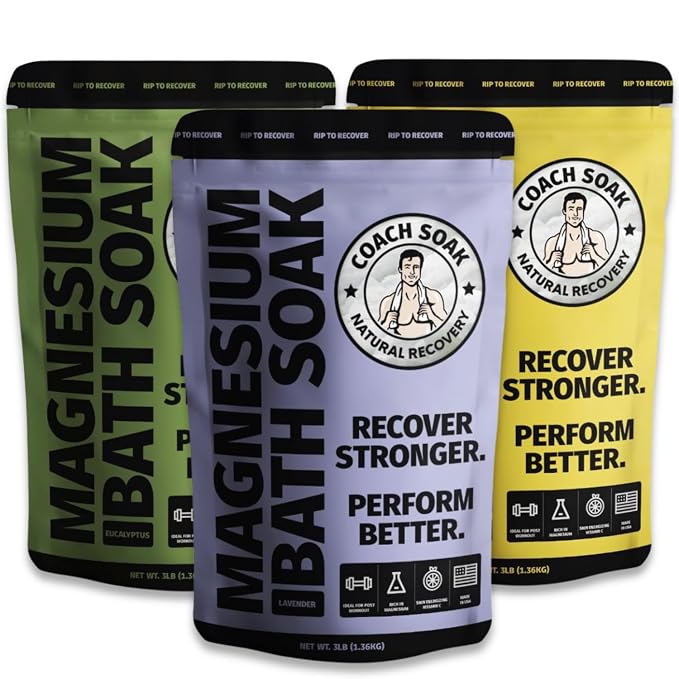 3 Pack Bundle: Coach Soak Recovery Bath Soak, Epsom Salt Bulk, Bath Salts Bulk by CoachSoak