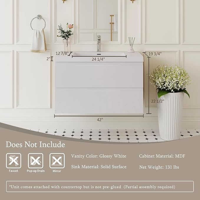 42" Floating Bathroom Vanity - Image 7