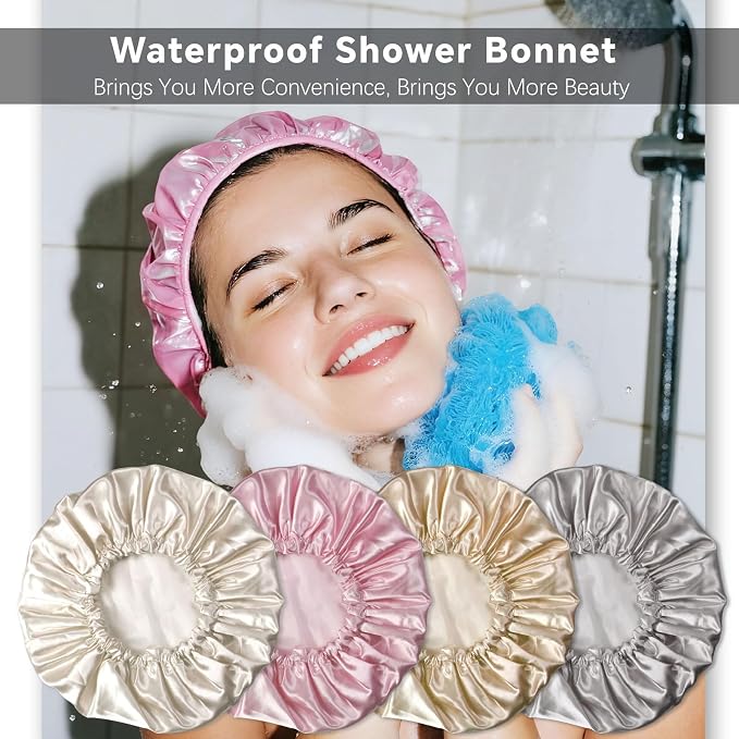 Smilco Reusable Shower Caps 4-Pack - Image 2