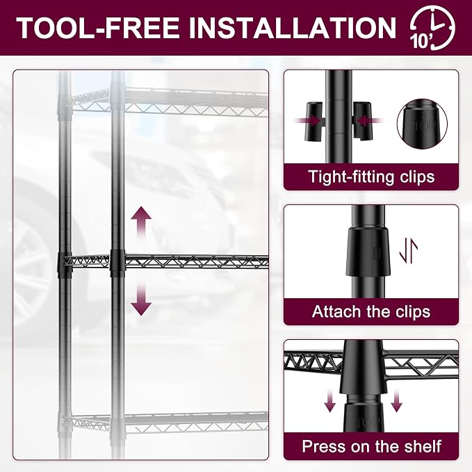 3 Pack 5-Tier Metal Wire Shelving Unit - Image 4