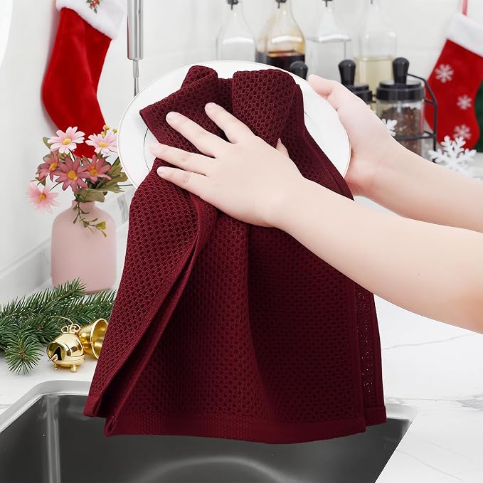 Homaxy 100% Cotton Waffle Weave Kitchen Dish Towels, Ultra Soft Absorbent Quick - Image 4