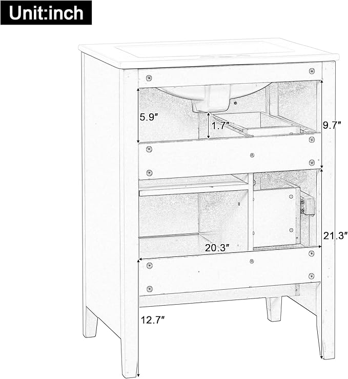 Harper & Bright Designs 24" Bathroom Vanity - Image 4
