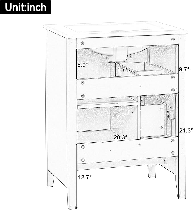 Harper & Bright Designs 24" Bathroom Vanity - Image 4