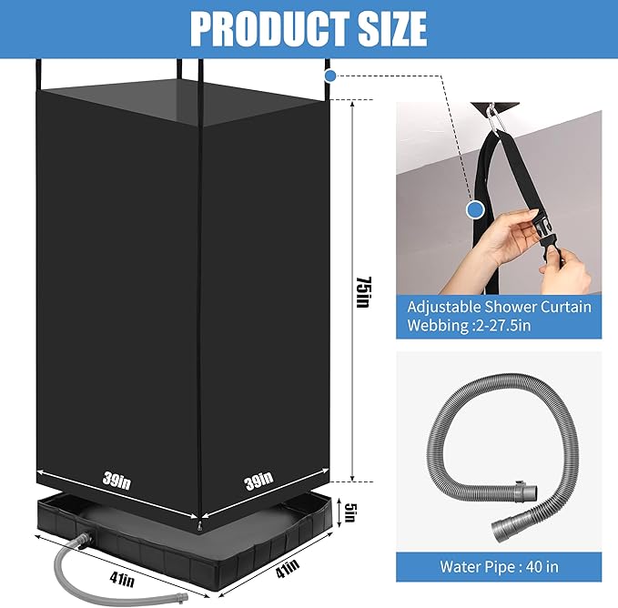 MABOZOO Privacy Tent and Foldable Shower Base Set, Portable Shower Pan - Image 2