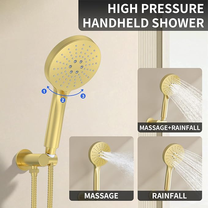 KOJOX 10 Inch Brushed Gold Shower System - Image 4