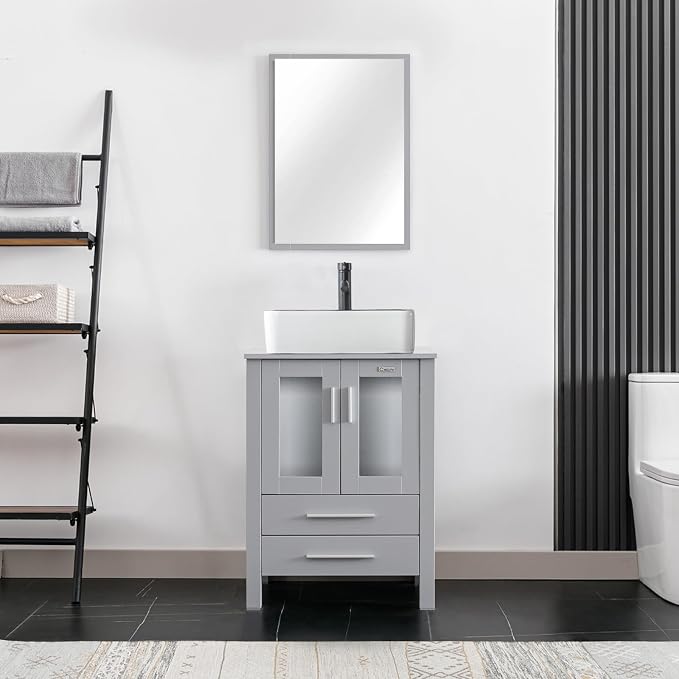 eclife 24" Modern Bathroom Vanity Sink Combo Freestanding Cabinet - Image 2
