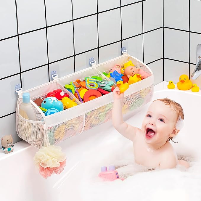 Original 3 Compartment Horizontal Large Openings Bath Toy Organizer - Image 4