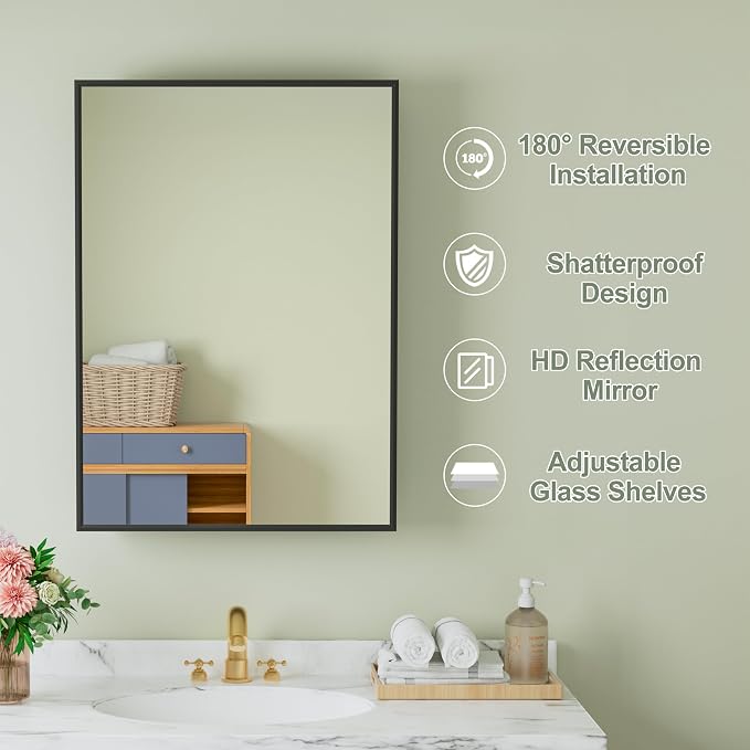 Buruis 20" x 28" Framed Medicine Cabinet - Image 7