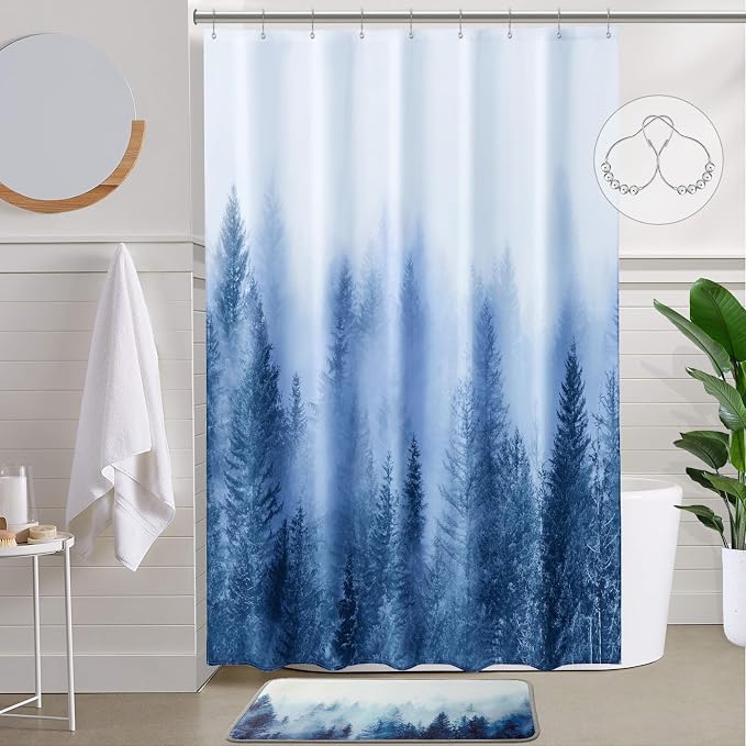 ORTIGIA 54x78 Misty Forest Stall Shower Curtain by ORTIGIA