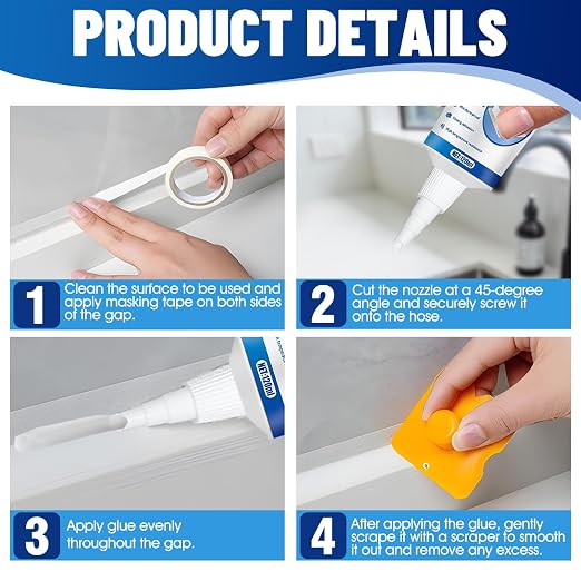 2PCS Clear Caulking Silicone Waterproof, Silicone Sealant Waterproof Clear High - Image 7