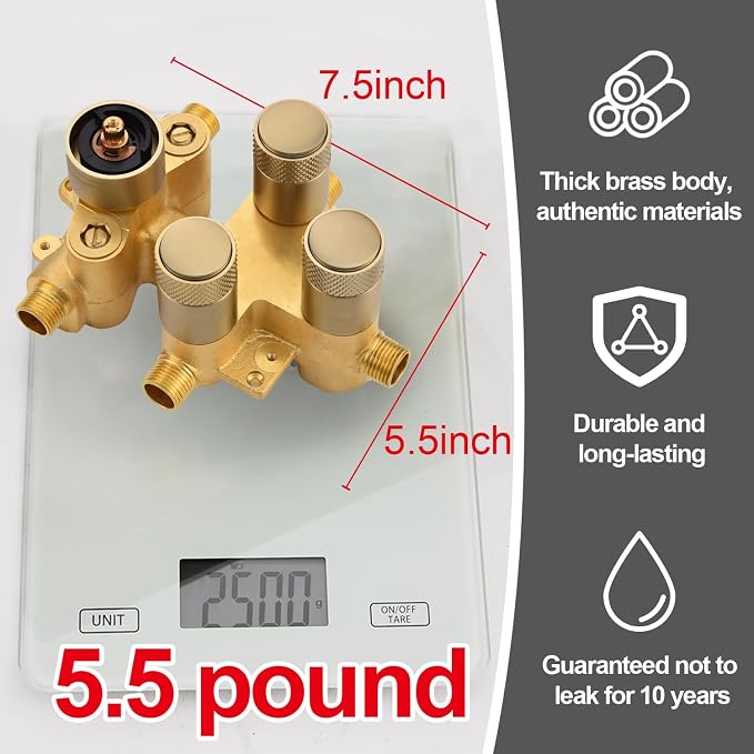 Modern Push Button 3 Way Thermostatic Shower Valve, Concealed 3 Outlet Multi - Image 6