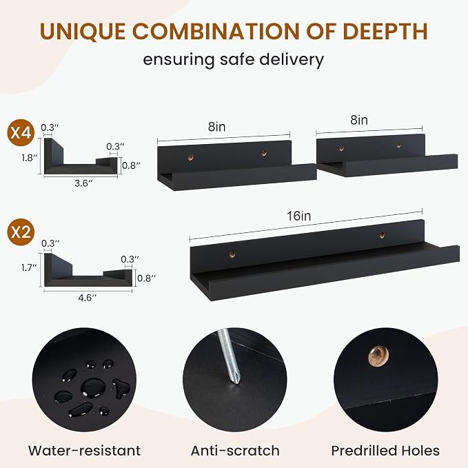 Axeman Picture Ledge Shelf, Floating Shelves - Image 3