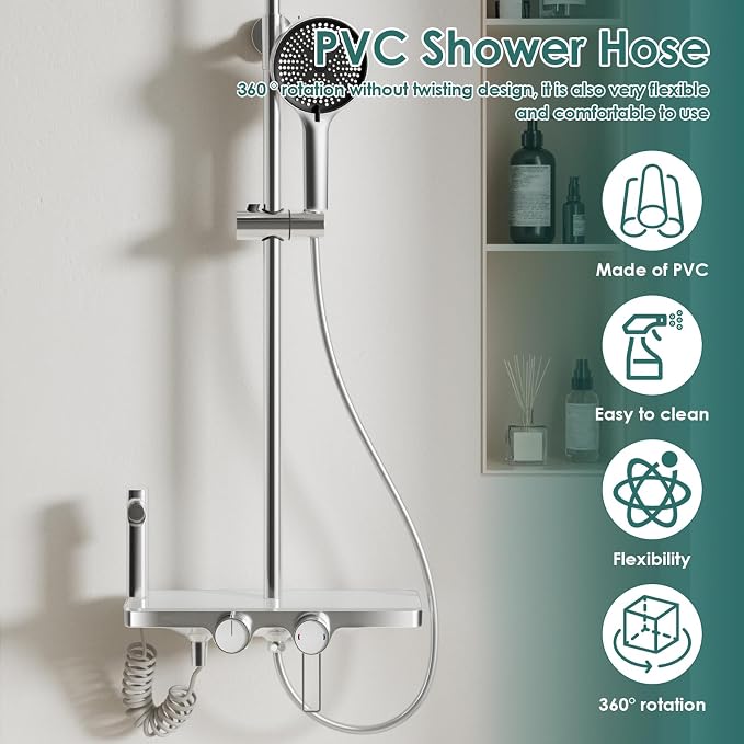 PVC Shower Hose，Explosion Proof Flexible Replacement Long Hose - Image 4