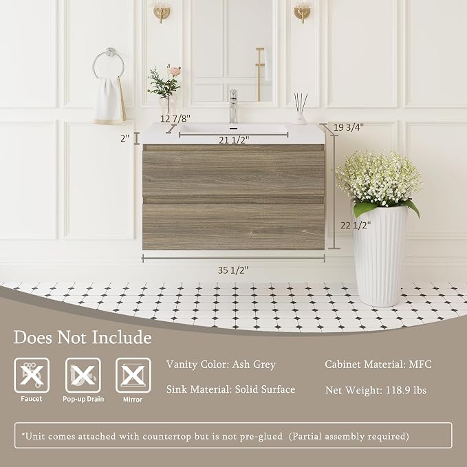 36" Floating Bathroom Vanity - Image 4