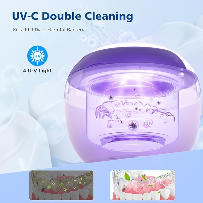 45kHz Ultrasonic Retainer Cleaner Machine, 200ML Denture Cleaner, 4 Modes - Image 3