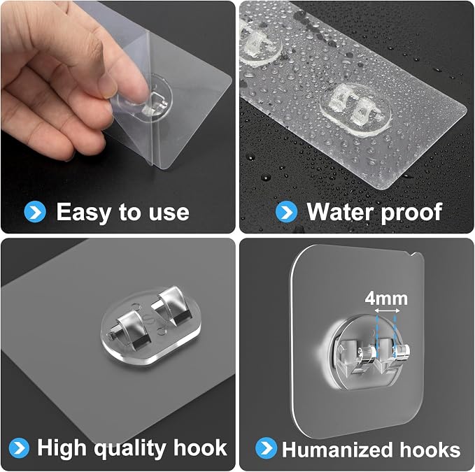 Shower Caddy Adhesive Replacement, Transparent Strong Adhesive Hooks, No - Image 4