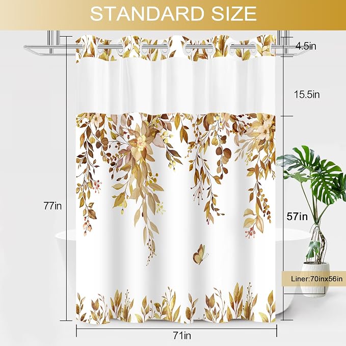 No Hook Shower Curtain and Liner Set, Bath Curtain Sets - Image 6