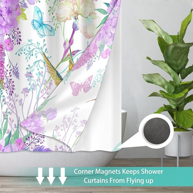 No Hook Shower Curtain with Snap in Liner - Image 4