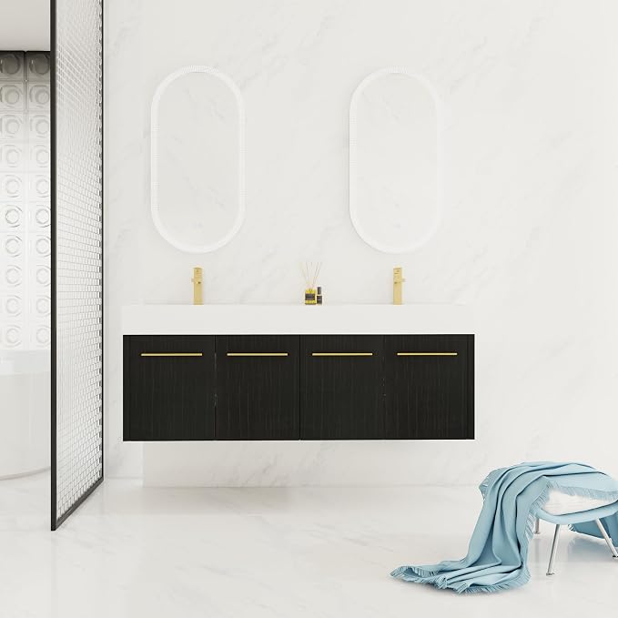 60” Wall Mounted Bathroom Vanity, Bathroom Cabinet by DOPERFE