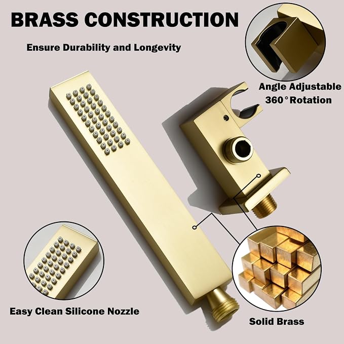 Brushed Gold Triple Shower Heads Shower System - Image 5