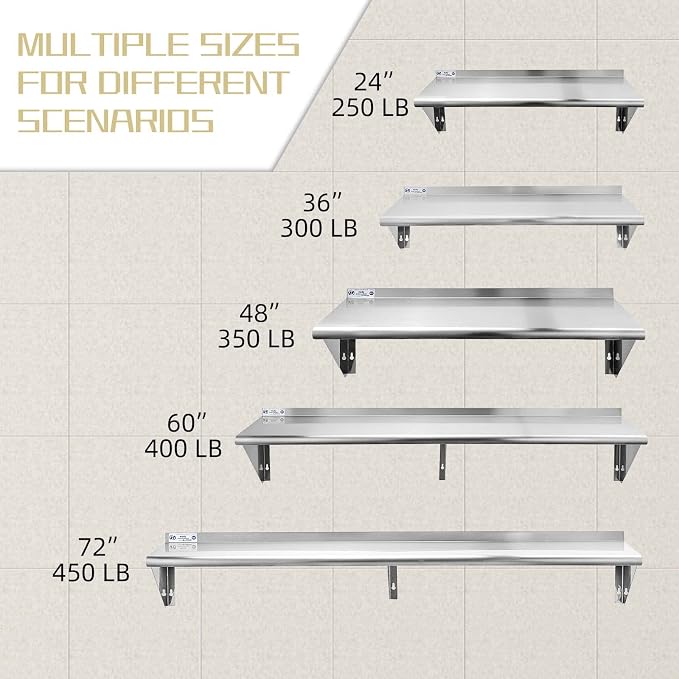 Hally Stainless Steel Shelf 14 x 36 Inches, 300 lb, Commercial Wall Mount - Image 7