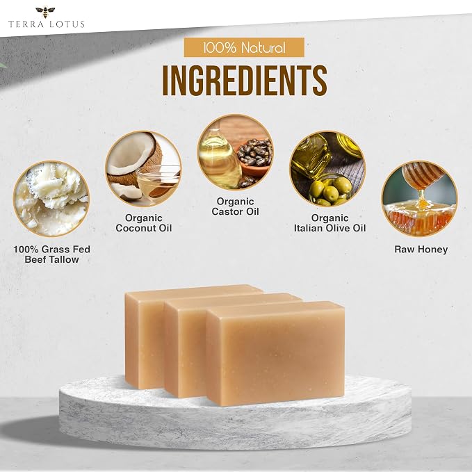 Organic Tallow Soap with Organic Castor Oil & Raw Honey - Image 2