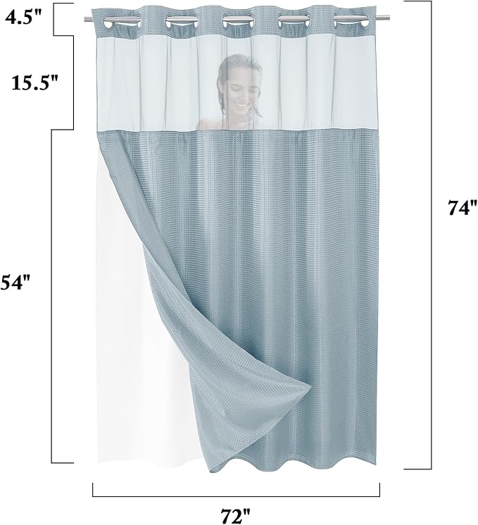 Gibelle No Hook Waffle Weave Shower Curtain - Image 7
