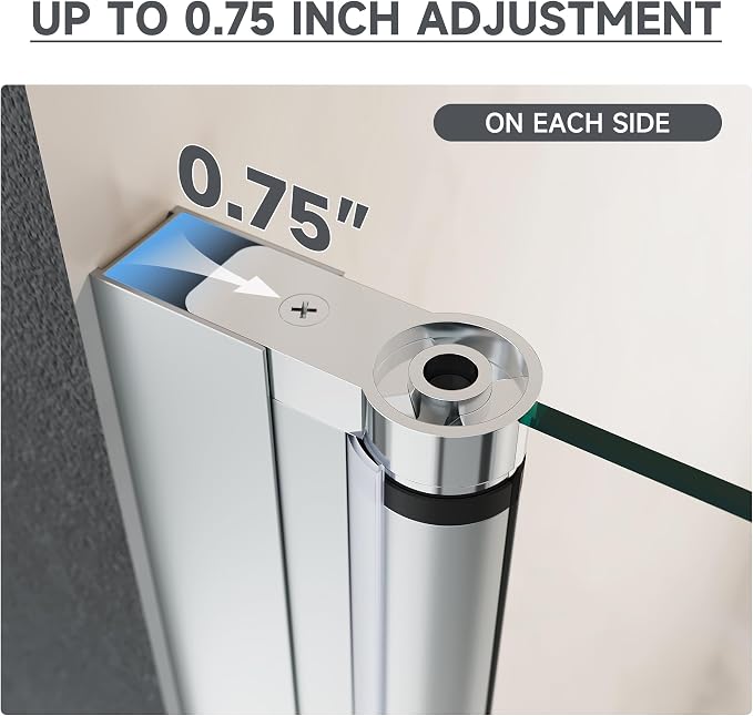 ​UCALAFEE 31.5-33 inch Pivot Shower Door, Semi-Frameless Sliver Bathroom Door - Image 5