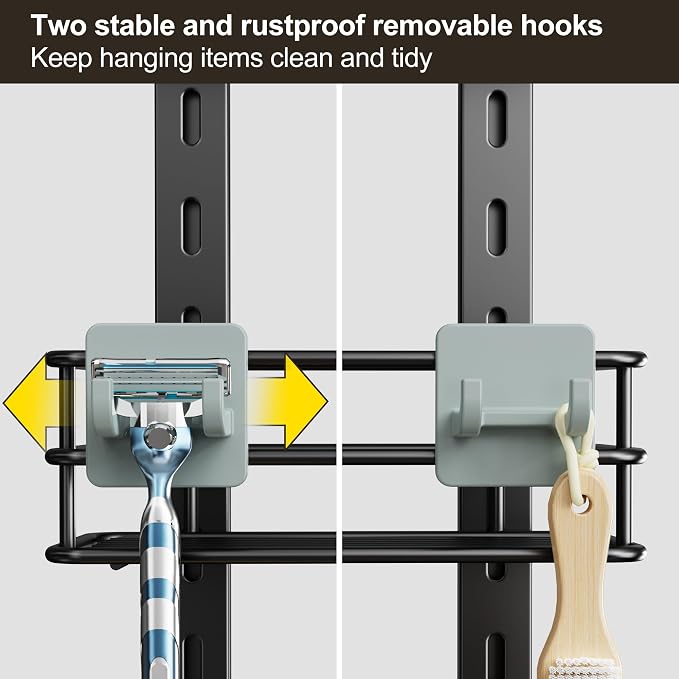 Orimade Adjustable Anti-slip Shower Caddy over Head, Rustproof Bathroom Hanging - Image 7