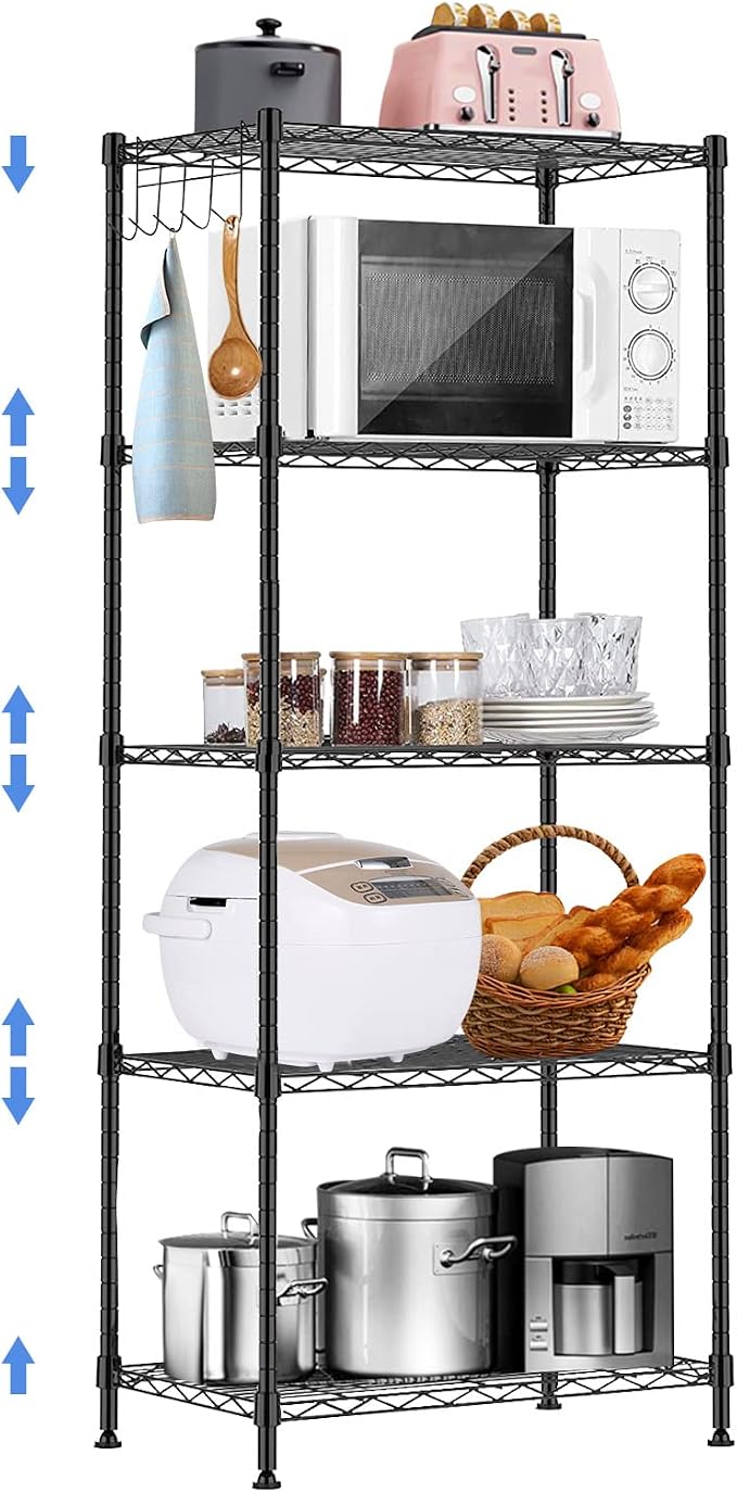 BNSPLY 5 Tier Wire Shelving Unit, Adjustable Wire Rack Shelving, Changeable by BNSPLY