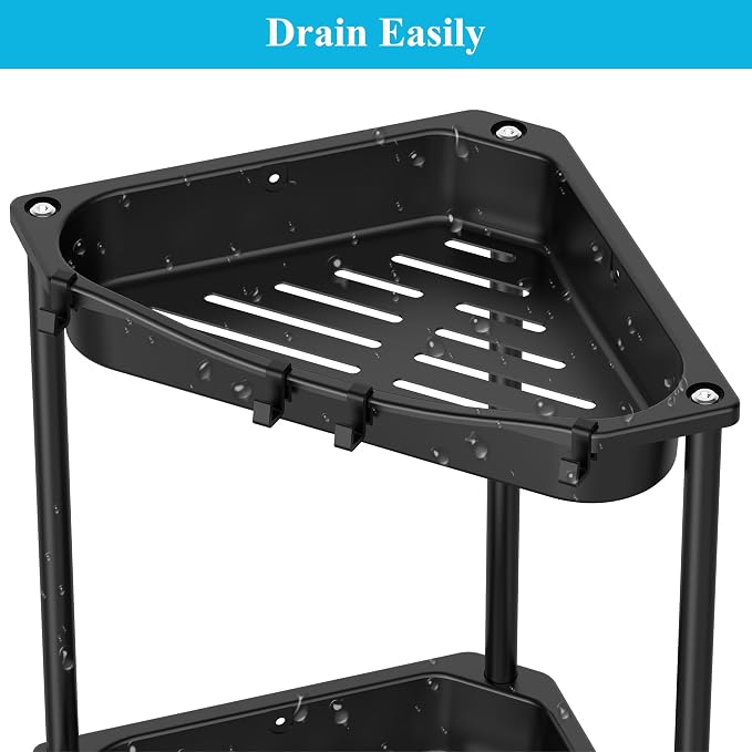 4 Tier Floor Standing Corner Shower Caddy Organizer Shelf - Image 7