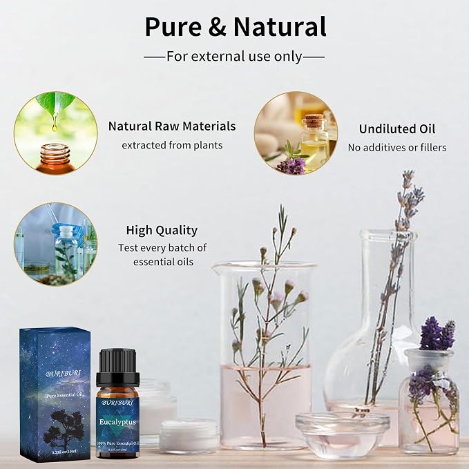 BURIBURI Eucalyptus Oil and Lavender Essential Oil Set 2 Pack, 100% Pure - Image 5