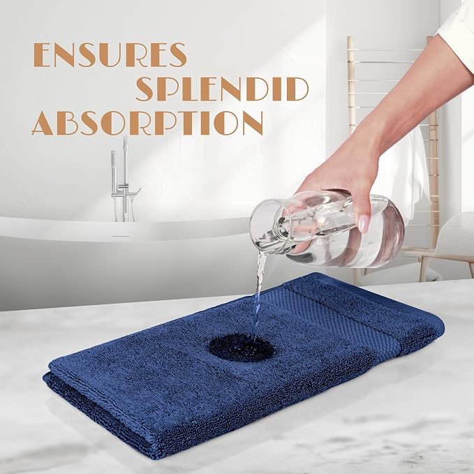 White Classic Navy Blue Hand Towels - Image 5
