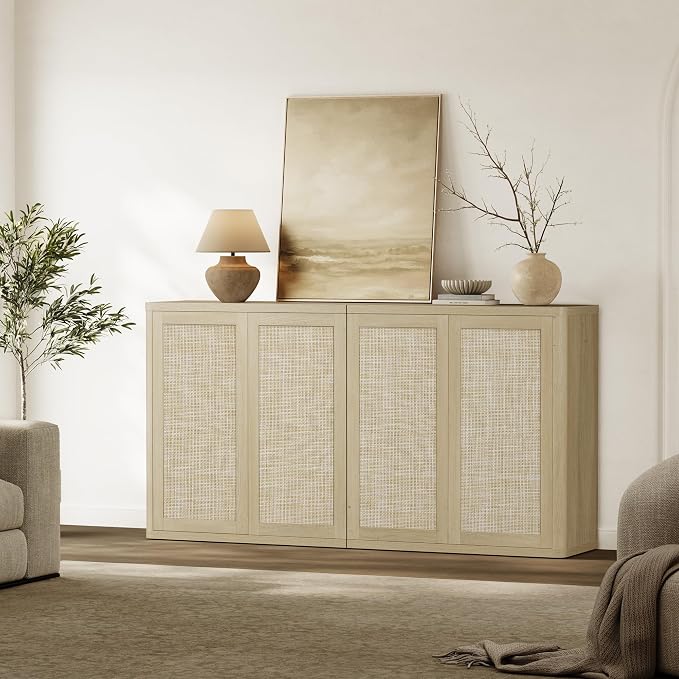 SICOTAS Rattan Buffet Sideboard Storage Cabinet - Image 4