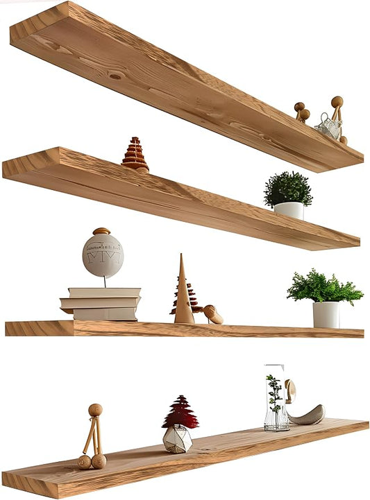 48 Inch Floating Shelves for Wall Rustic Light Wood Wall Shelves for Bedroom by Unknown
