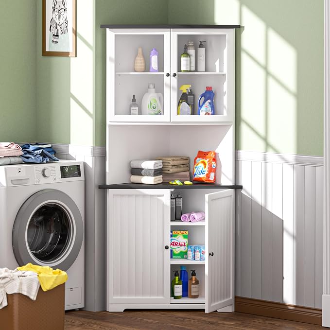 VEIKOU 71" Corner Storage Cabinet - Image 3