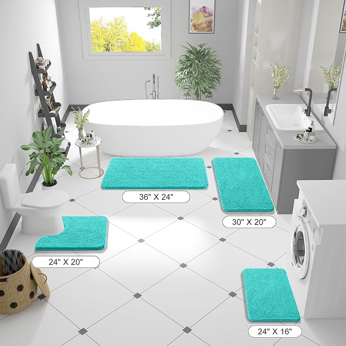 OLANLY Bathroom Rugs 40x32, Extra Soft Absorbent Chenille Bath Rugs, Rubber - Image 2