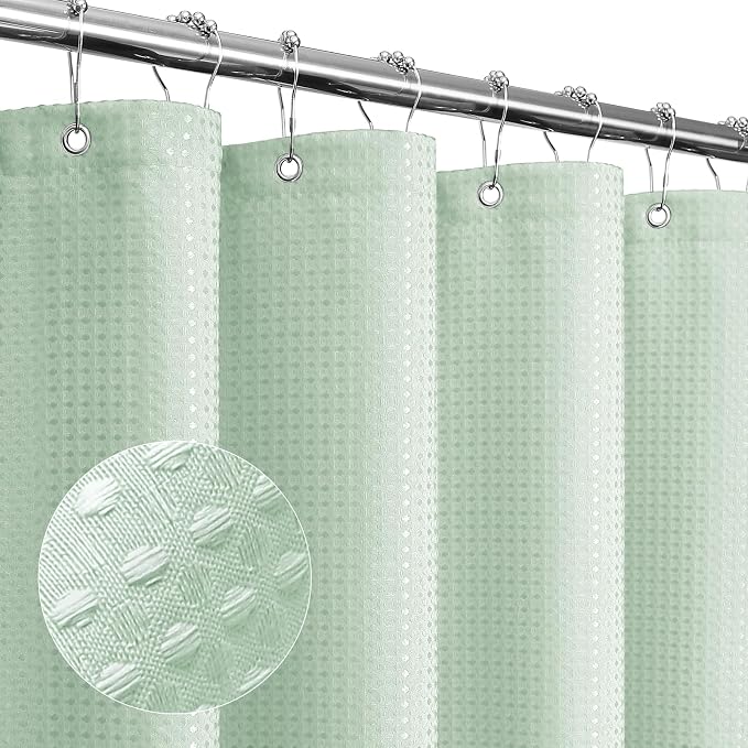 Gibelle Extra Long Shower Curtain 72 x 84, Tall Waffle Weave Textured Fabric by Gibelle