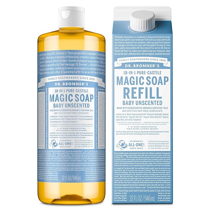 Dr. Bronner's Pure-Castile Liquid Magic Soap Bottle & Refill Carton by DrBronners